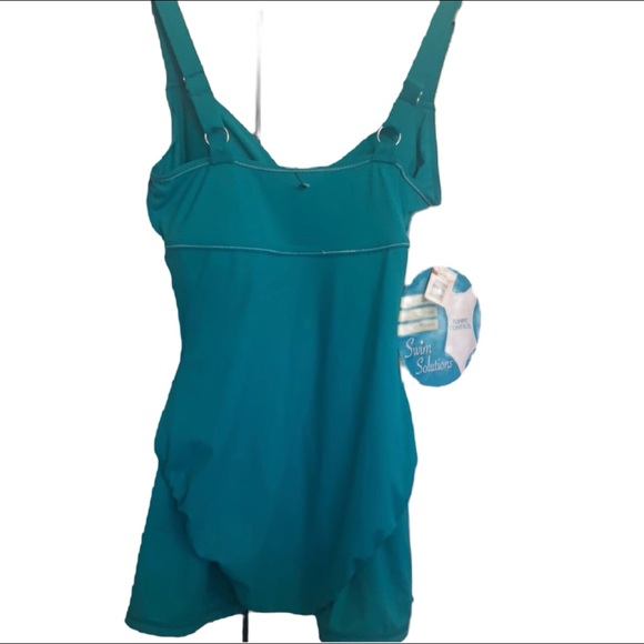 SWIM SOLUTIONS NO TUMMY / TUMMY CONTROL SWIMSUIT dress BATHING SUIT TURQUOISE - Picture 8 of 14
